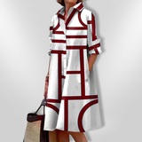 Helen™ | Geometriai Mintás Midi Ruha